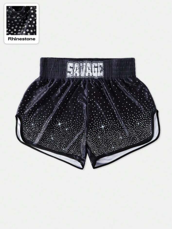 Bonga Boys Street Life Men's Gradient Sparking Rhinestone Boxing Shorts